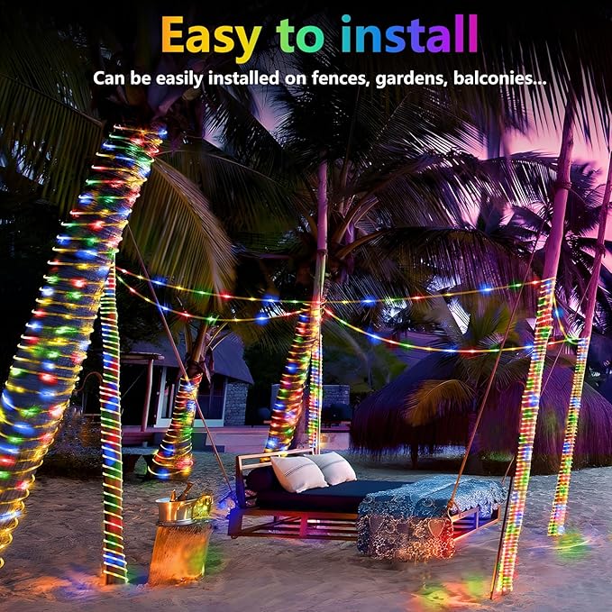 KNONEW 328FT 1000LED Rope Lights for Outside,Outdoor String Lights Waterproof 8 Modes Clear Tube Light for Indoor,Bedroom,Wedding,Garden,Patio,Christmas,Tree,Rv,Holiday Decoration(Multicolor)