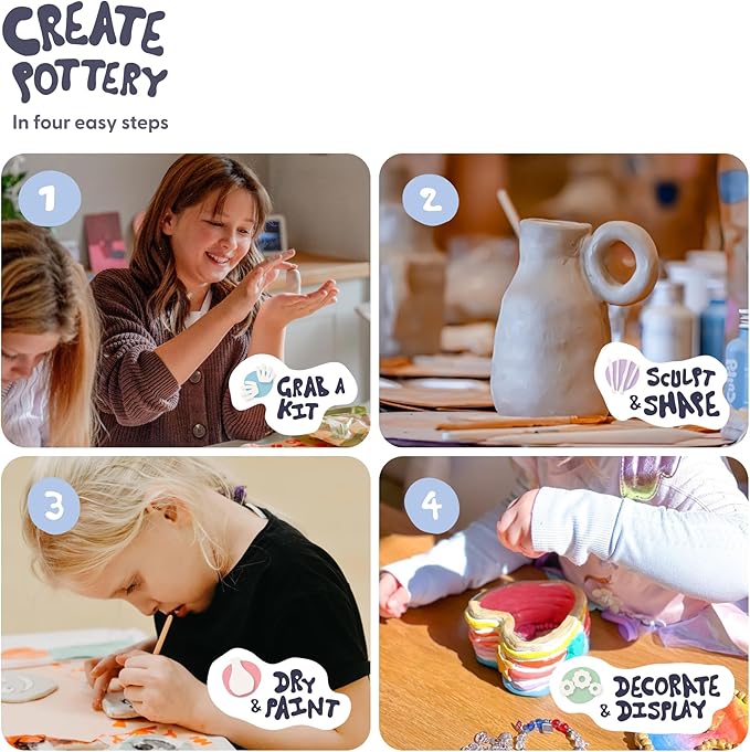 Sculpd - The Original Air Dry Clay Kit for Kids Age 7 8 9 - Includes Air Dry Modeling Clay, 10 Colors Paint Set, Paintbrushes, Sculpting Tools, Guide and More - Air Dry Clay for Kids Pottery