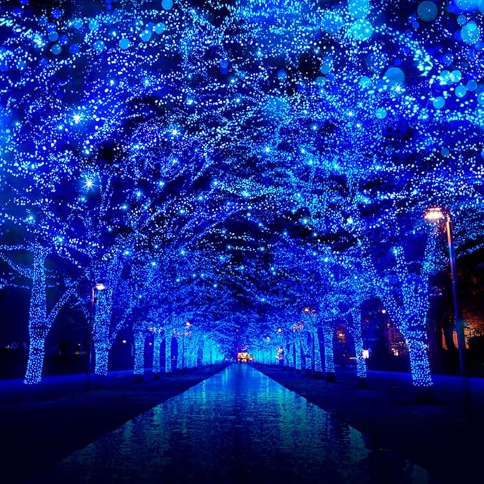 Christmas String Lights, 33FT 100 LEDs Blue Halloween String Lights 8 Modes Fairy Lights with End-to-End Plug Decoration for Christmas Tree Indoor Outdoor