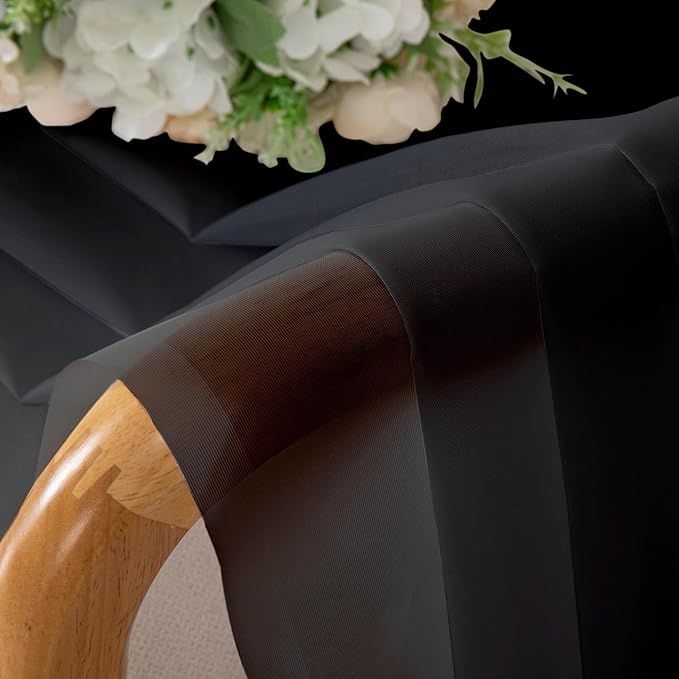 Aiyufeng Voile Sheer Black Curtains - Transparent Light Weight Soft Window Treatment Curtain Panels with Rod Pocket Top for Patio Door/Living Room (W59 x L96, 2 Panels), Black
