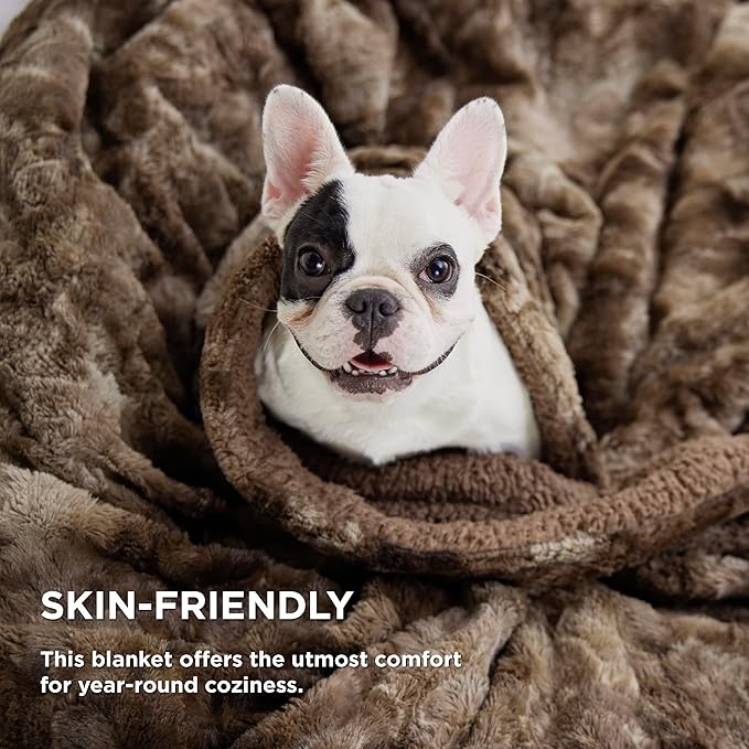 Bedsure GentleSoft Sherpa Fluffy Blanket Twin Size - Fleece Warm and Cozy Throw for Women Gift, Plush & Fuzzy Faux Fur Christmas Blanket for Couch, Sofa, Bed Decor, Tie Dye Design, Brown, 60x80 Inches