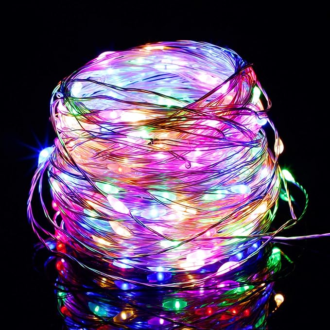 Twinkle Star 200 LED 66ft Christmas Fairy String Lights USB & Adapter Powered, Dimmable Starry Silver Wire Light Home Lighting Indoor Outdoor Bedroom Wedding Party Decoration, Multicolor
