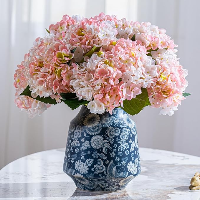 10PCS Faux Hydrangea Flower Hydrangea Artificial Flowers Hydrangea Bouquet Faux Flower Table Centerpieces for Home Wedding Bridal Bouquet Office Party DIY Floral Decor