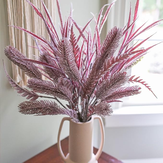 7 PCS Artificial Fall Stem Fake Plants, 26 in Fake Leaves Autumn Greenery Branches Fall Flowers Faux Foliage DIY Stems for Vase Thanksgiving Home Kitchen Office Indoor Centerpiece Table Decoration