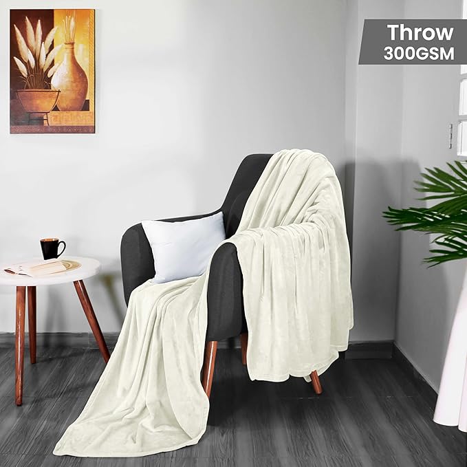 Utopia Bedding Fleece Blanket Throw Size Ivory 300GSM Luxury Anti-Static Fuzzy Soft Microfiber Blanket for Couch, Sofa and Bed (60x50 Inch)