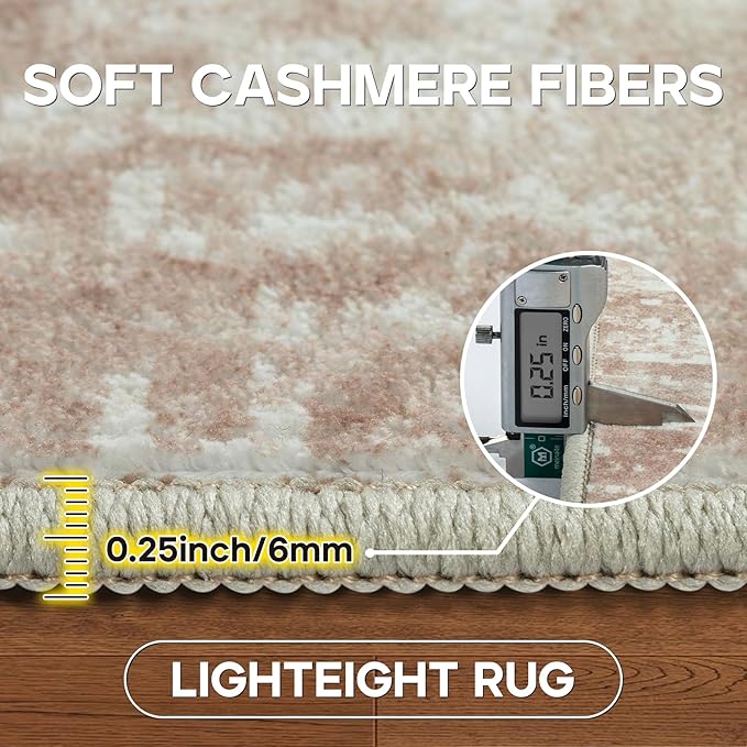 9x12 Area Rugs for Living Room Rug Washable: Modern Large Rug for Dining Room Bedroom Carpet Non Slip 9 by 12 Indoor Abstract Nursery Home Office Beige