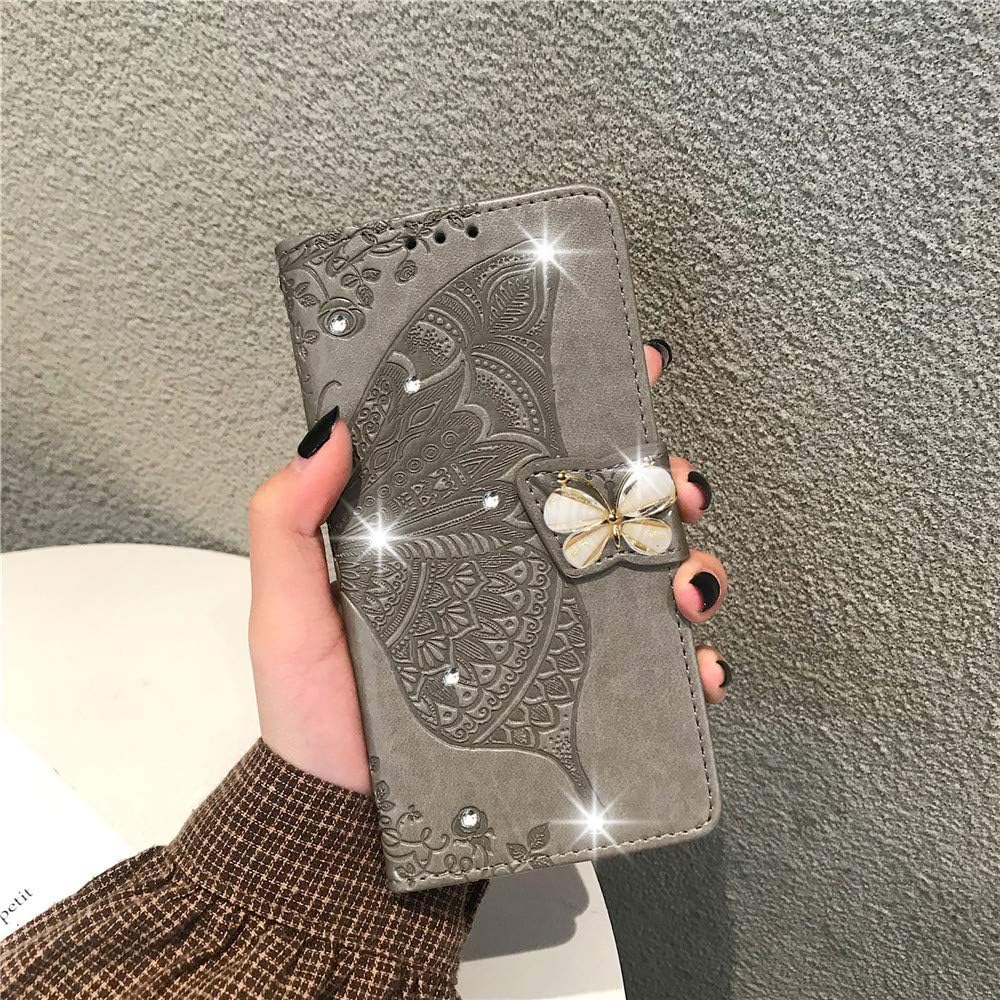 Samsung Galaxy A32 5G Case | Glitter Bling Leather Flip Wallet with Card Holder and Stand, Shockproof Crystal Grey