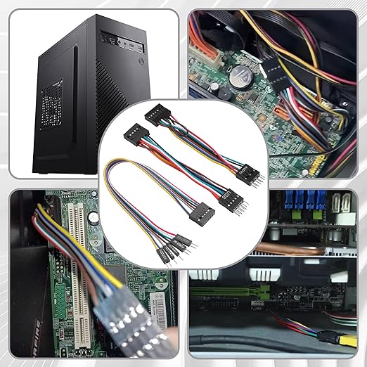 Motherboard Front Panel Adapter Kit: Power Switch/USB 2.0/Audio Connector for Business Desktop Mainboards (Qitian/Yangtian/ThinkCentre-Compatible) to Standard ATX Case