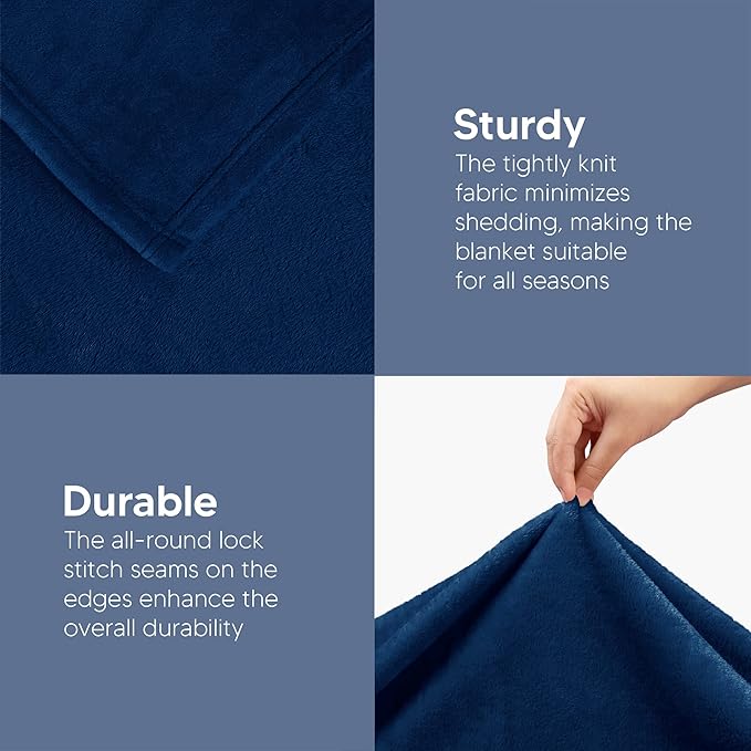 Utopia Bedding Fleece Blanket Twin Size Navy 300GSM Luxury Anti-Static Fuzzy Soft Microfiber Bed Blanket (60x80 Inch)