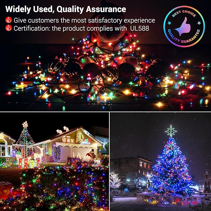 Quntis 82ft 1000 LED Cluster Christmas Lights - Dark Green Wire Christmas Tree Lights - 8 Modes Outdoor Waterproof Christmas String Lights Plug in for Holiday Wedding Party Home Decor, Multicolor