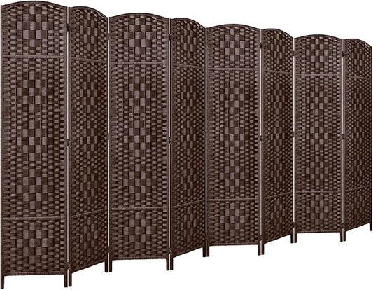 Rose Home Fashion 6 ft Tall Room Divider, Room Dividers and Folding Privacy Screens, 15.7in Privacy Screen 8 Panel Partition Temporary Wall Separation for Private, Brown