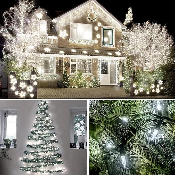 KOUQIYA Battery Operated Christmas Lights 4 Pack, 17ft 50 LED Mini String Light with Auto-Timer 8 Modes Waterproof Tree Lights (Cool White)