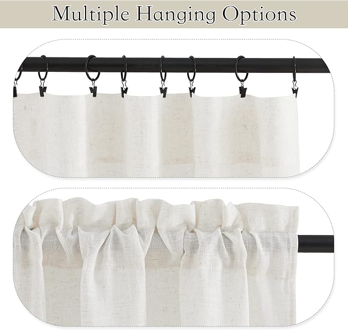 RYB HOME Long Sheer Curtains 108 inches Linen Textured Semi Sheer Curtains Privacy Light Airy Window Dressing for Living Room Bedroom Nursery Canopy Bed, Linen, W 70 x L 108, 2 Panels