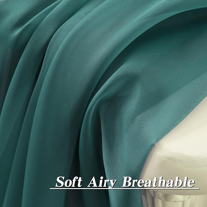 HUTO Dark Teal Green Sheer Curtains 54 inches Long for Bedroom Top Rod Pocket Sheer Window Panels Curtains for Nursery Living Room 52 by 54 Inch Length Set of 2