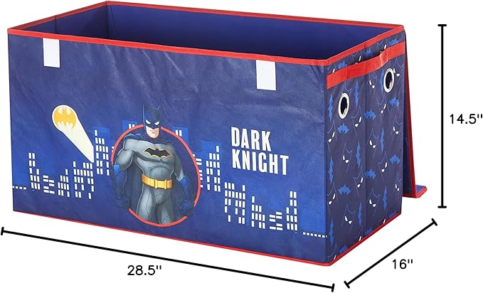 Idea Nuova Batman Collapsible Children’s Toy Storage Trunk, Durable with Soft Lid, 28.5"x14.5"x16"