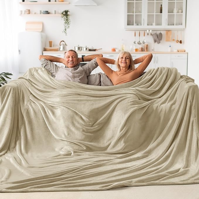 BEDELITE Fleece Blanket Extra Large Blankets for Bed, Luxury Plush Cozy Fuzzy Blanket 120x120 inches, Super Soft Warm Lightweight Throw Blanket All Seasons Suitable, Linen