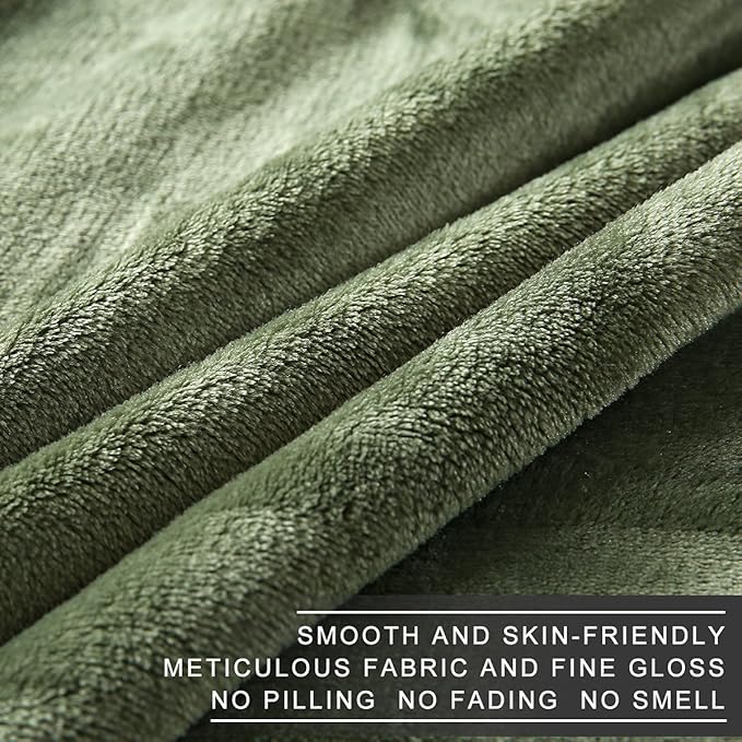 Richave 350GSM Fleece Blankets King Size for The Bed Warm Sofa Blanket 90" x 108"(Green King)