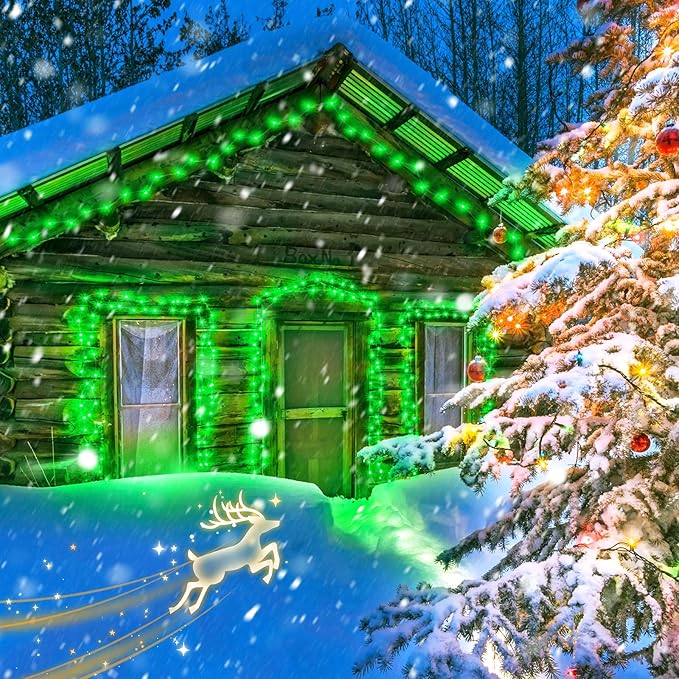 JMEXSUSS 8 Pack 50 LED Green Christmas Fairy Lights Battery Operated - Green Twinkle Lights for Christmas Tree Party Garden Patio Decorations