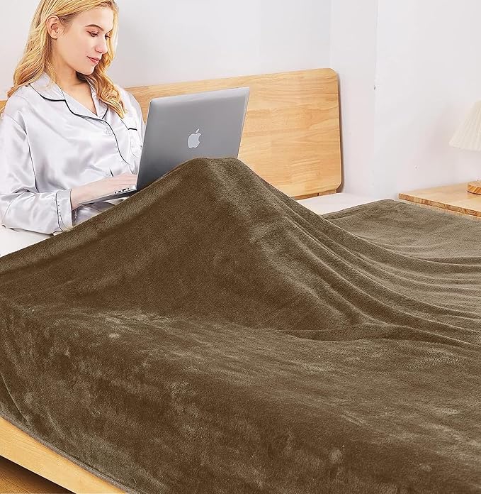 Fleece Blankets for All Season - Premium Lightweight Anti-Static Throw for Travel Size Bed Extra Soft Brush Fabric Warm Sofa Thermal Blanket 51" x 60"(Taupe)
