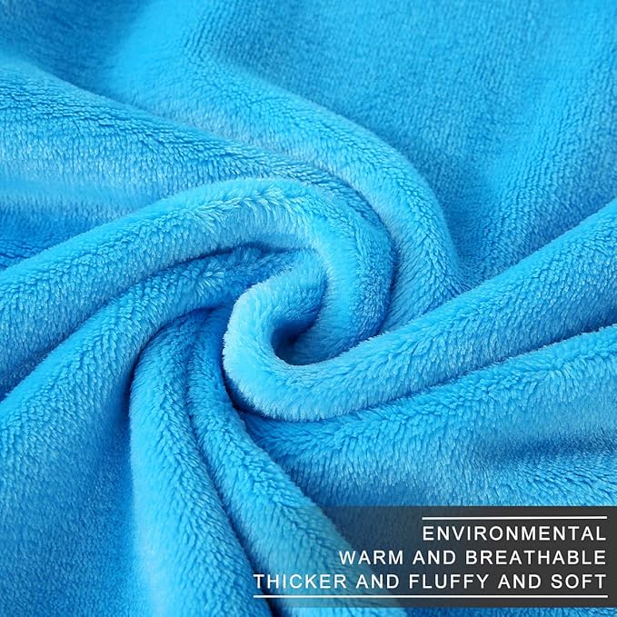Polar Fleece Blankets Twin Size Light Blue for The Bed Extra Soft Brush Fabric Super Warm Sofa Blanket 66" x 90"(Lake Blue Twin)