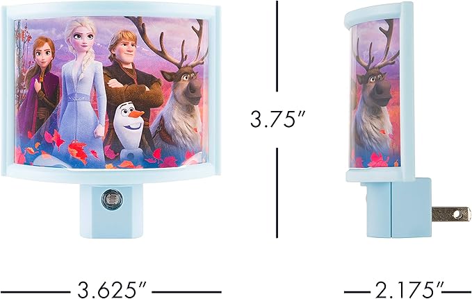 Disney Frozen Wrap Shade LED Night Light, Plug-in, Dusk to Dawn, Girls Bedroom Decor, UL-Listed, Ideal for Nursery, Bathroom, 46276