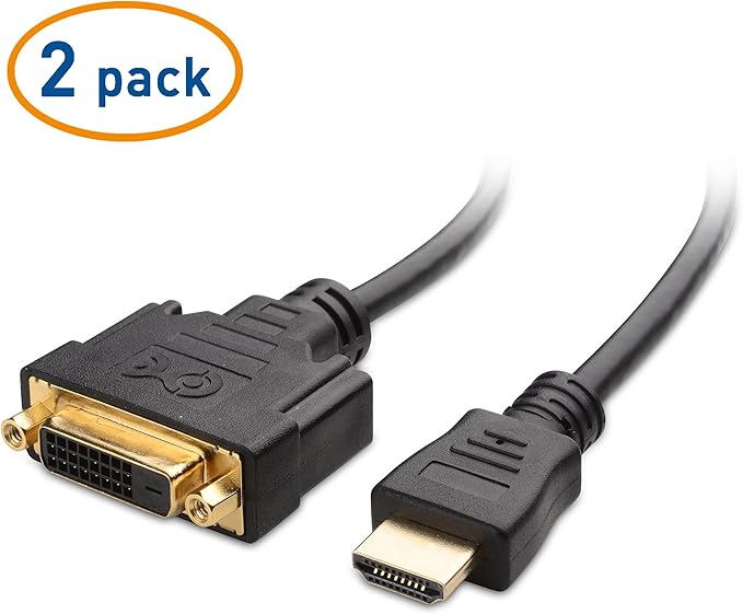 Cable Matters 2-Pack Bi-Directional HDMI to DVI Male to Female, DVI to HDMI Female to Male Cable Adapter - 5 Inches