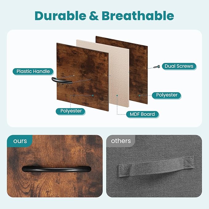 OLIXIS 7 Drawers Dresser for Bedroom, Fabric Storage Tower for Living Room, Entryway - Sturdy Steel Frame, Wooden Top & Easy Pull Fabric Bins, Closet Chests Organizer for Clothes, Classic Rust Brown