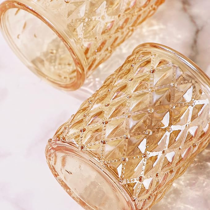 12pcs Gold Votive Candle Holders- Tealight Candle Holder for Table Centerpiece, Glass Candle Holder for Wedding Table Decor, Home Decor and Party Decor