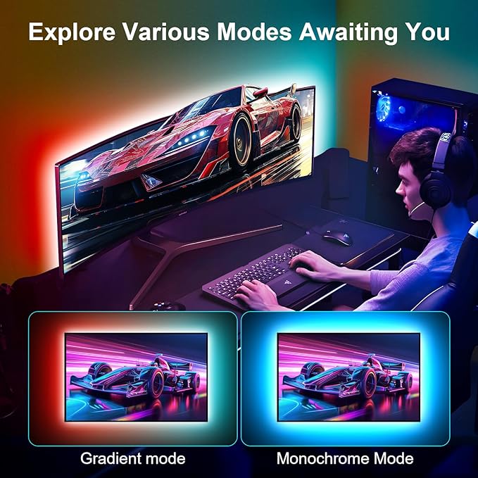 Nexillumi LED Lights for TV, 13.2ft TV LED Backlight for 32-65 Inch, RGB LED Strip Lights Behind TV, APP Remote Control Music Sync TV Led Lights for Bedroom