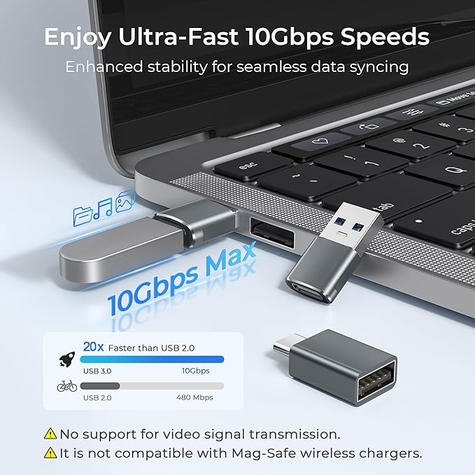Basesailor USB to USB C Adapter with C Male to 3.0 Female Charger 4P for iPhone 17e 17 Air Apple 16 15 14 13 Pro Max Mini Plus,Thunderbolt 4 OTG Converter for iWatch 11,Samsung Galaxy S26 S25 S24,iPad