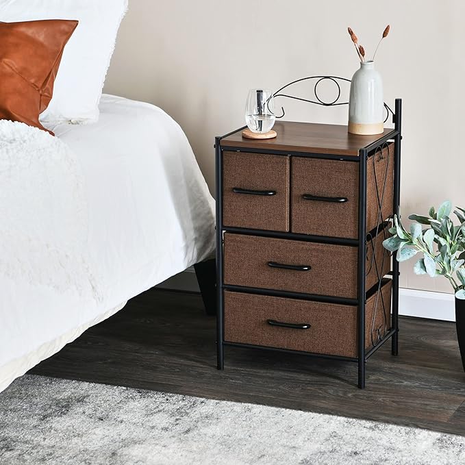 Household Essentials Victorian Style 4-Drawer Storage Organizer Unit, Black and Brown