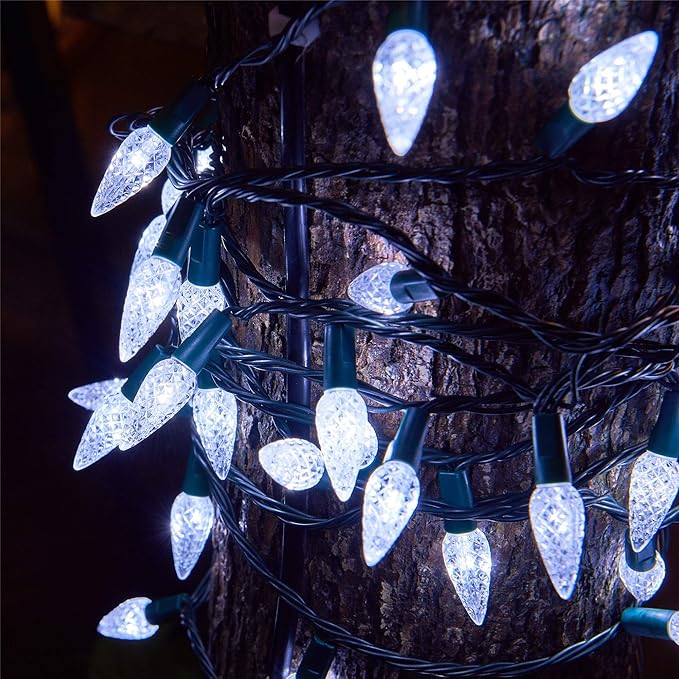 Twinkle Star C6 Christmas String Lights, 50 LED 17ft Battery Operated Fairy Lights with 8 Lighting Modes, Indoor Outdoor Waterproof Lights for Patio Garden Party Wedding X-mas Decoration, Cool White