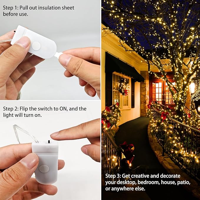 VOOKRY 12 Pack Fairy Lights Battery Operated, 30 LEDs Mini Starry String Lights 10 ft Silvery Copper Wire Lights, Works for Wedding Centerpiece, Party, Table, Christmas Decorations(Multi-Colored)