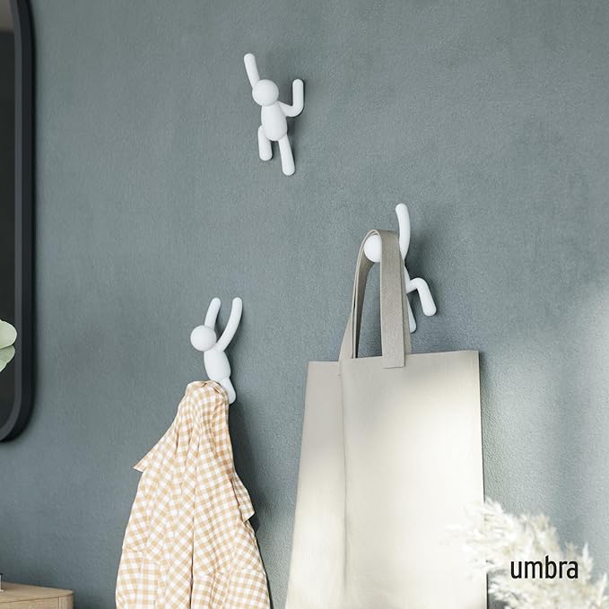 Umbra Buddy Wall Hooks, White, Set of 3