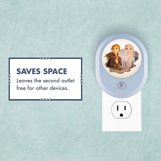 Disney Frozen II MySelect LED Night Light, Motion Sensor, Dusk-to-Dawn, Featuring Anna and Elsa, Ideal for Girls' Bedrooms, Nurseries, or Bathrooms – 44473