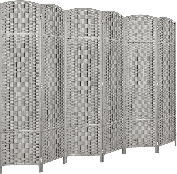 Rose Home Fashion 6 ft Tall Room Divider, Room Dividers and Folding Privacy Screens, 15.7in Privacy Screen 6 Panel Partition Temporary Wall Separation for Private, Stone Grey