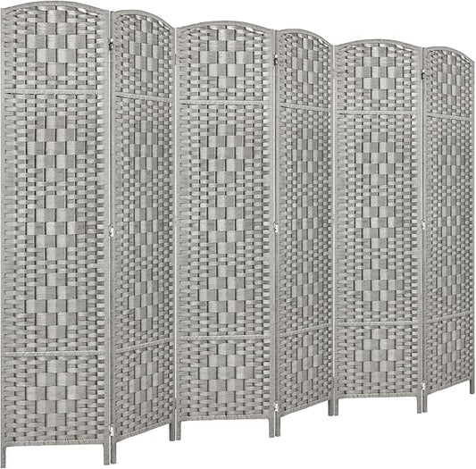 Rose Home Fashion 6 ft Tall Room Divider, Room Dividers and Folding Privacy Screens, 15.7in Privacy Screen 6 Panel Partition Temporary Wall Separation for Private, Stone Grey