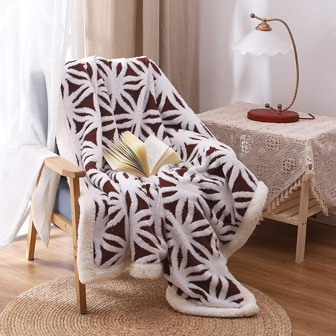 LOMAO Sherpa Fleece Blanket Fuzzy Soft Throw Blanket Dual Sided Blanket for Couch Sofa Bed (Rose Brown, 60''x80'')