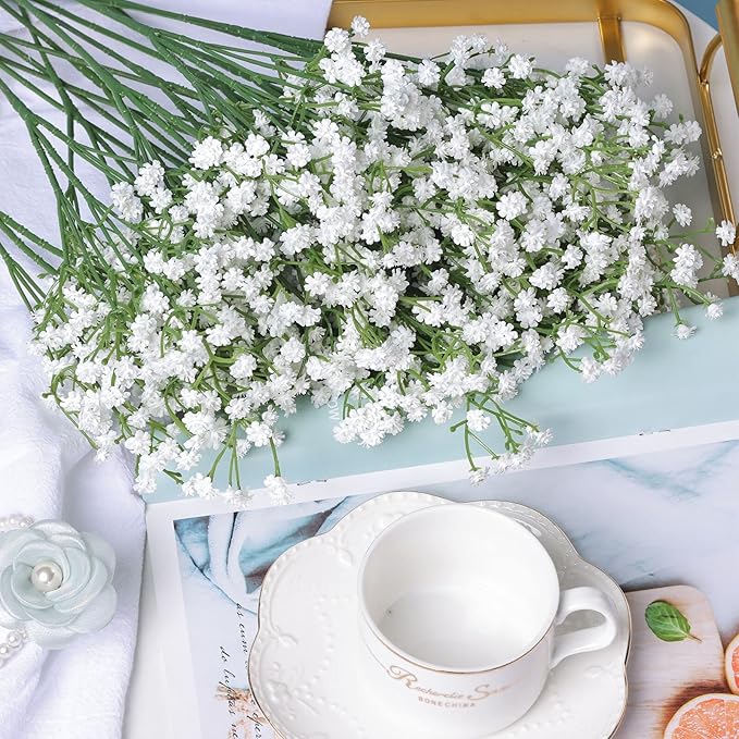 Babys Breath Artificial Flowers,30 Pcs Gypsophila Real Touch Flowers for Wedding Party Home Garden Decoration