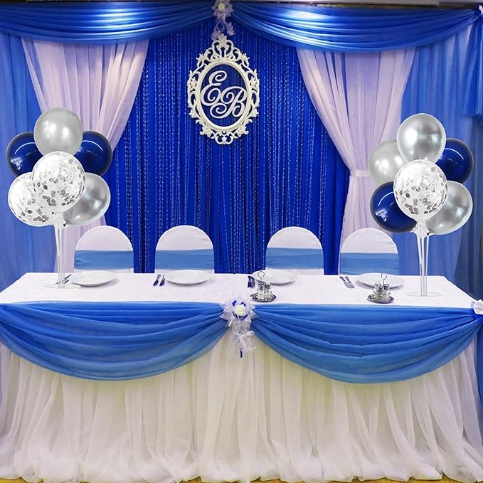 TONIFUL 6 Set Navy Blue Silver Balloon Centerpieces for Table,Balloon Arch Kit for Graduation Decorations 2025 Class of 2025 Party Decorations,New Year,Anniversary,Birthday Decoration
