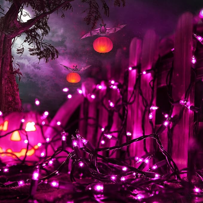 Toodour Purple Halloween Lights, 12.5ft 50 Count Incandescent Halloween String Lights, UL Certified Connectable Mini Bulbs String Lights for Home, Garden, Porch, Yard, Patio, Party, Indoor Decoration
