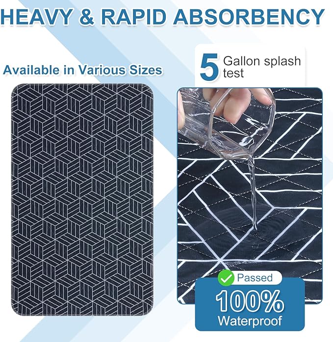 OUTCREATOR® Washable Bed Pads 34" x 56" (Pack of 2), Incontinence Mattress Protector, Anti-Slip Waterproof Underpads for Adults Kids Elderly Pets, Absorbency & Reusable Bedwetting Pads (Navy Blue)
