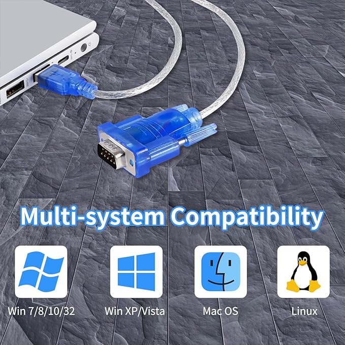 USB 2.0 to Serial DB-9 RS232 Adapter, Windows 7/8/10/11/32/64/XP/RS232 to USB Converter