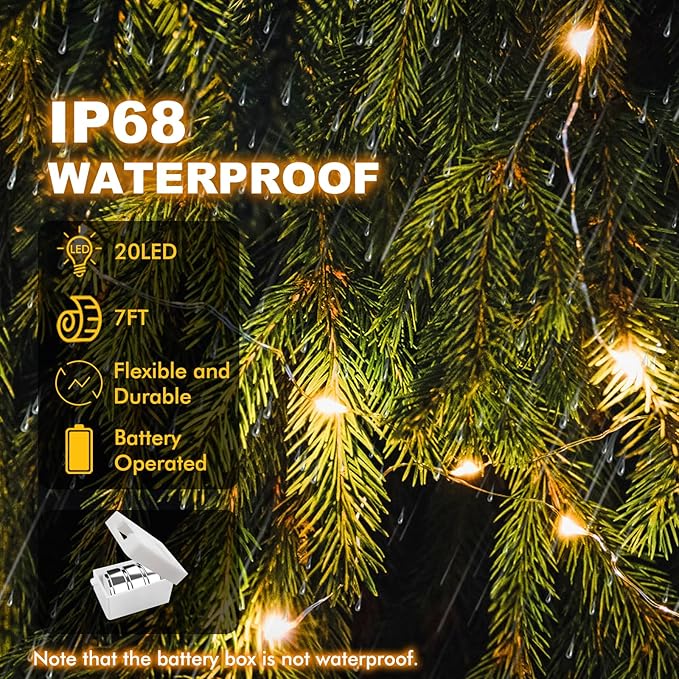 30 Pack Fairy Lights Battery Operated - 3 Speed Modes, 7Ft 20 LED String Twinkle Lights, Waterproof Copper Wire, Mini Firefly Light for Mason Jars Vases Christmas Decor, Warm White