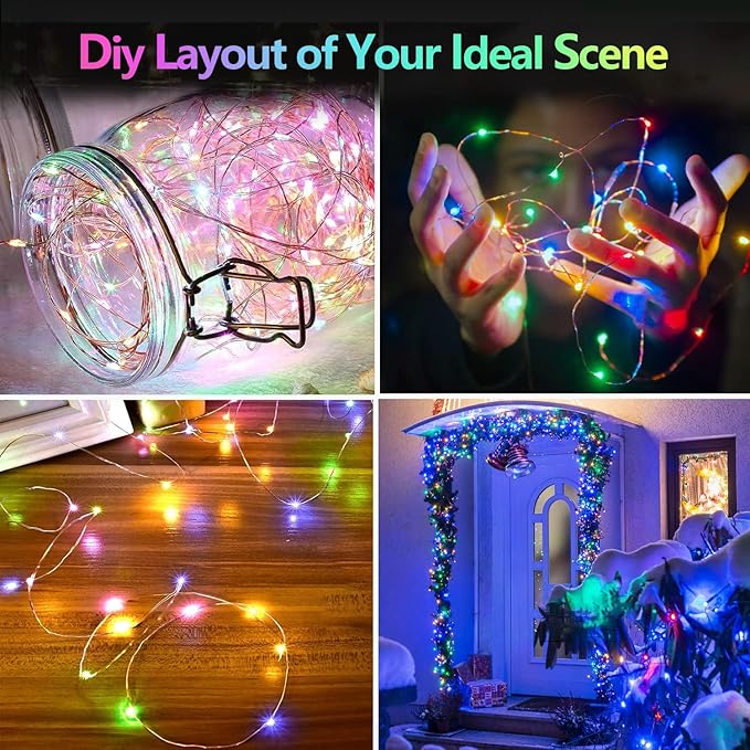 2 Pack Christmas Fairy Lights Battery Operated, 20FT 60LED RGB Color Changing String Lights, Indoor & Outdoor Twinkle Light with Timer and Remote for Bedroom Wedding Birthday Christmas Decorations
