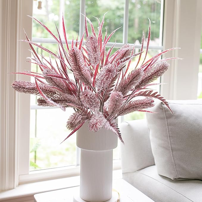 7 PCS Artificial Fall Stem Fake Plants, 26 in Fake Leaves Autumn Greenery Branches Fall Flowers Faux Foliage DIY Stems for Vase Thanksgiving Home Kitchen Office Indoor Centerpiece Table Decoration