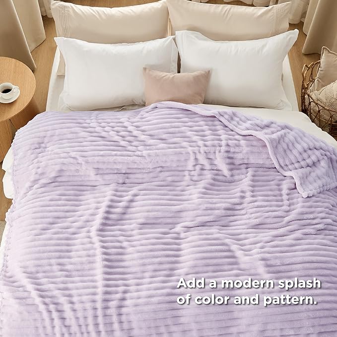 Bedsure GentleSoft Lavender Fog Fleece Blanket for Couch - Super Soft Cozy King Blankets for Women, Cute Small Blanket for Girls, 108x90 Inches