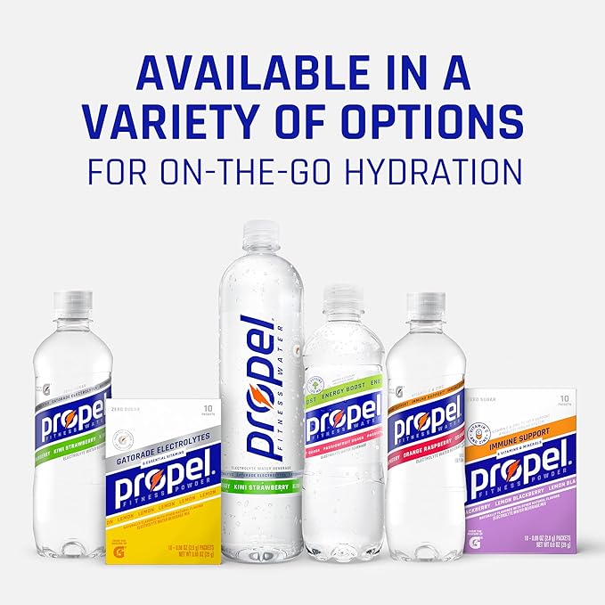 Propel Electrolyte Enhanced Water Drink Mix Powder Packets, Grape Variety Pack, Zero Calorie & Zero Sugar Hydration with Electrolytes and Vitamins C & E (30 Packets)