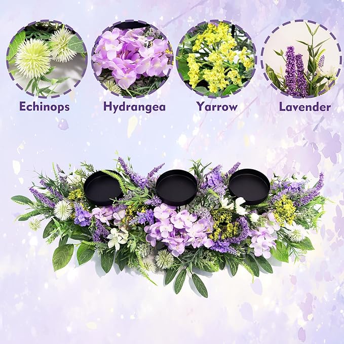 Artificial Wild Flower Candle Holder (Purple)