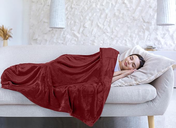 Utopia Bedding Fleece Blanket Throw Size Burgundy 300GSM Luxury Anti-Static Fuzzy Soft Microfiber Blanket for Couch, Sofa and Bed (60x50 Inch)